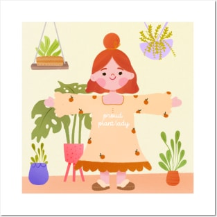 Plant Mom Cute Girl Illustration Posters and Art